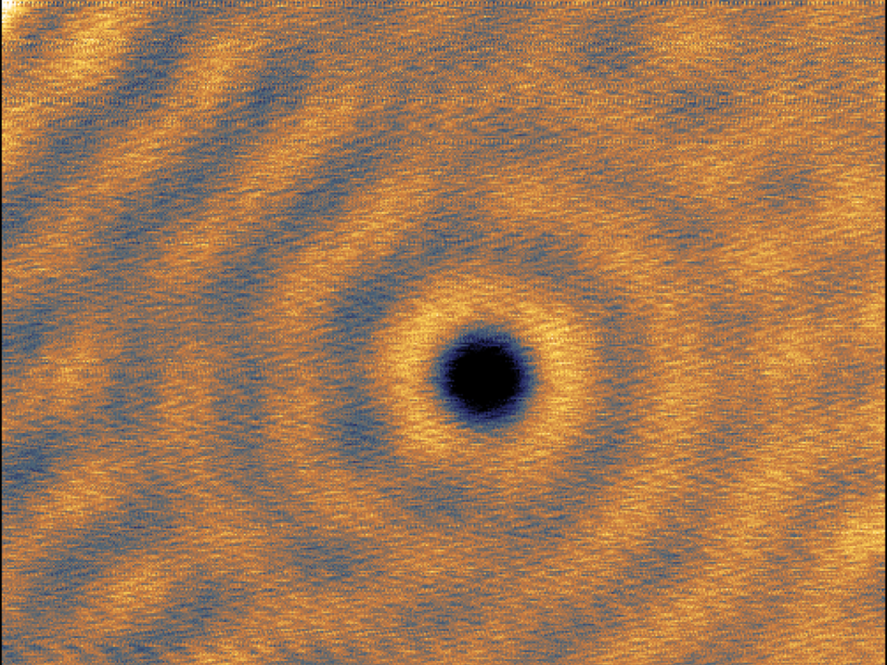 STM image of adsorbed cobalt on copper(111), showing a circular ripple pattern